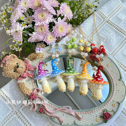 Bear Doll - Kawaii Mushroom Beaded Necklace necklace Bear Doll