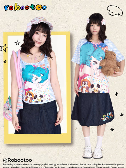 Robootoo - Cute Artist Print Tee & Slim Cami camisole Robootoo