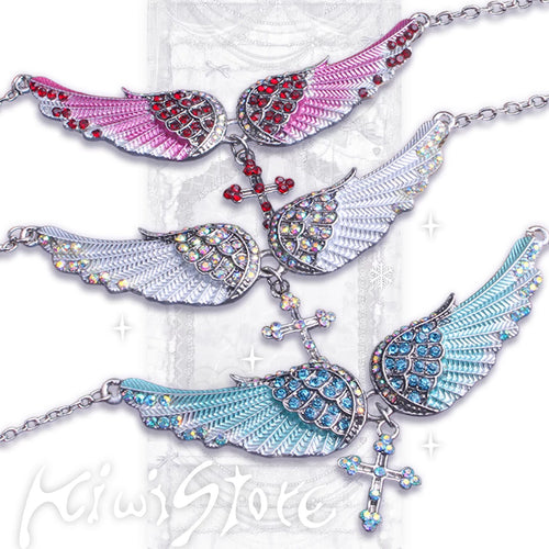 Kiwi Store - Y2K Rhinestone Angel Wing Necklace necklace kiwi store