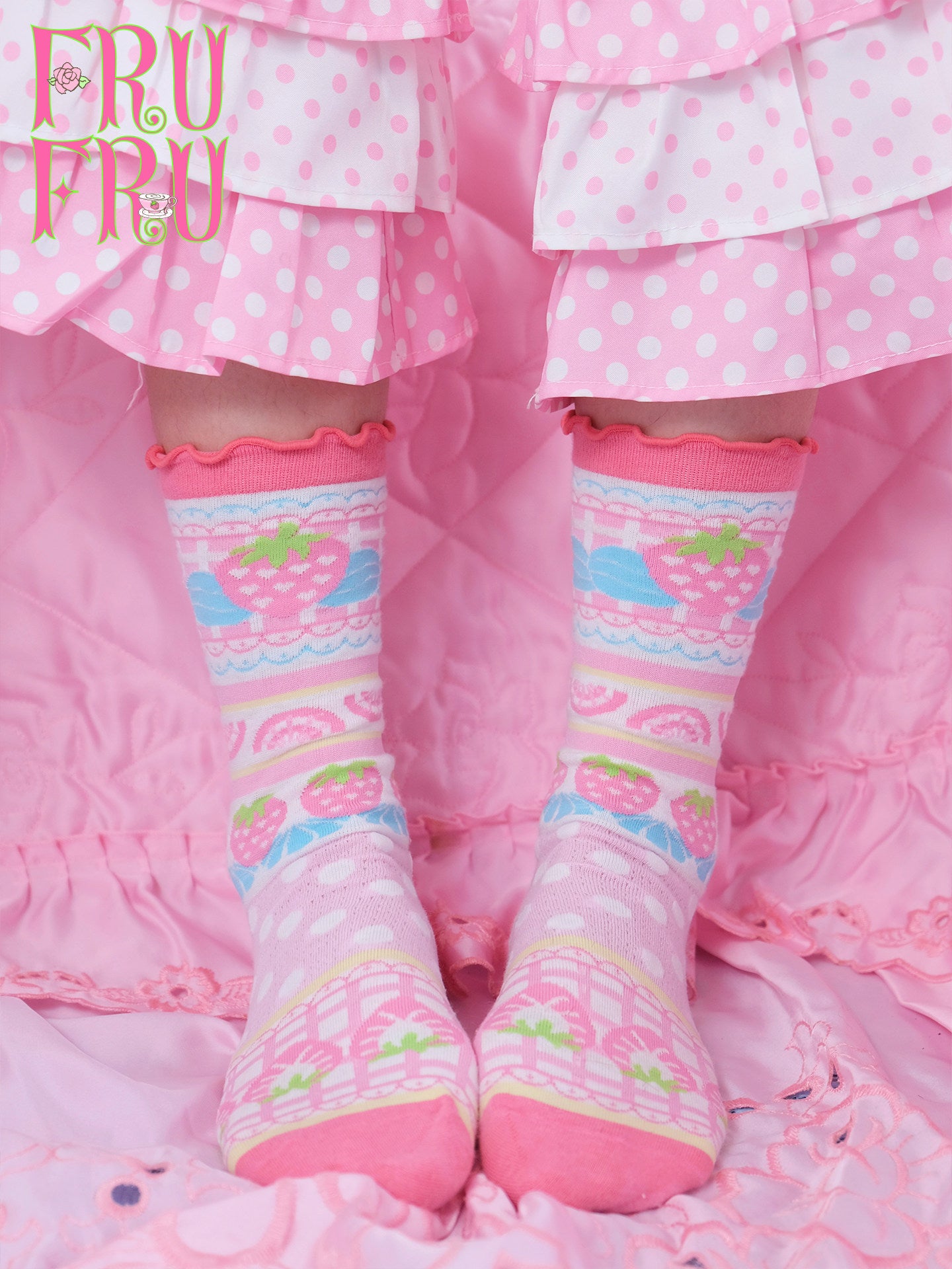 frufru - Strawberry Cake Print Socks sock frufru