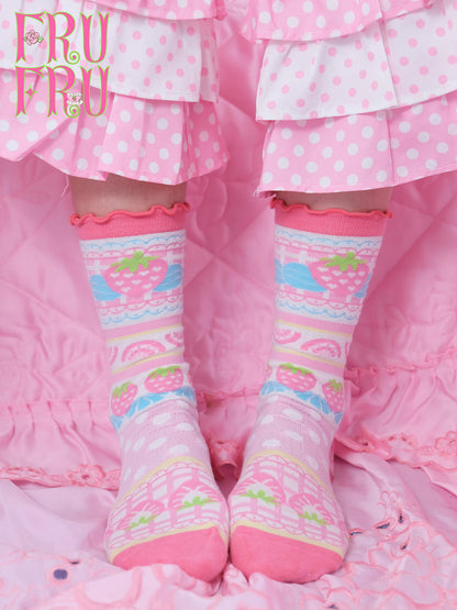 frufru - Strawberry Cake Print Socks sock frufru