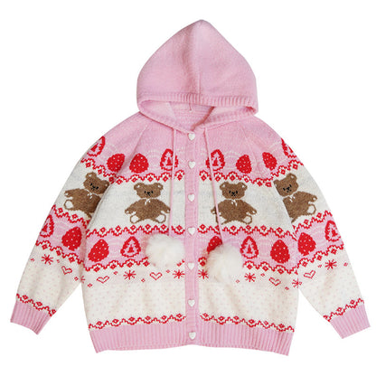 Daytoday Everyday Institute - Strawberry Bear Cake Cardigan coat daytoday everyday institute S