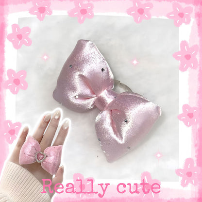 Sweet Bow Rhinestone Fabric Ring Land Decora