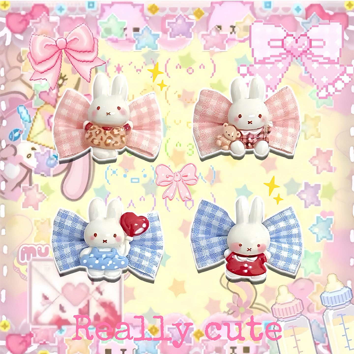 Miffy Bunny - Plaid Bow Hair Clip hair clip really cute