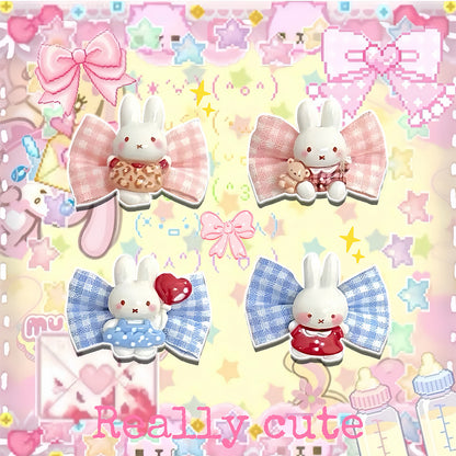 Miffy Bunny - Plaid Bow Hair Clip hair clip really cute