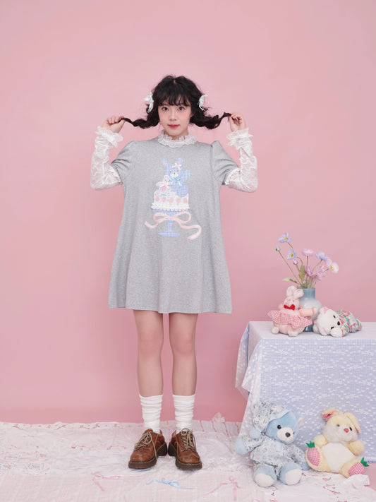 SemenCoicis Sweet Doll Knit Dress | Kawaii Puff Sleeves & Bow Ribbon Dress dress SemenCoicis