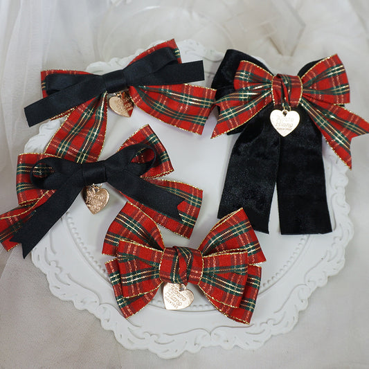 Maojiang Christmas Red Plaid Bow Clip hair clip maojiang