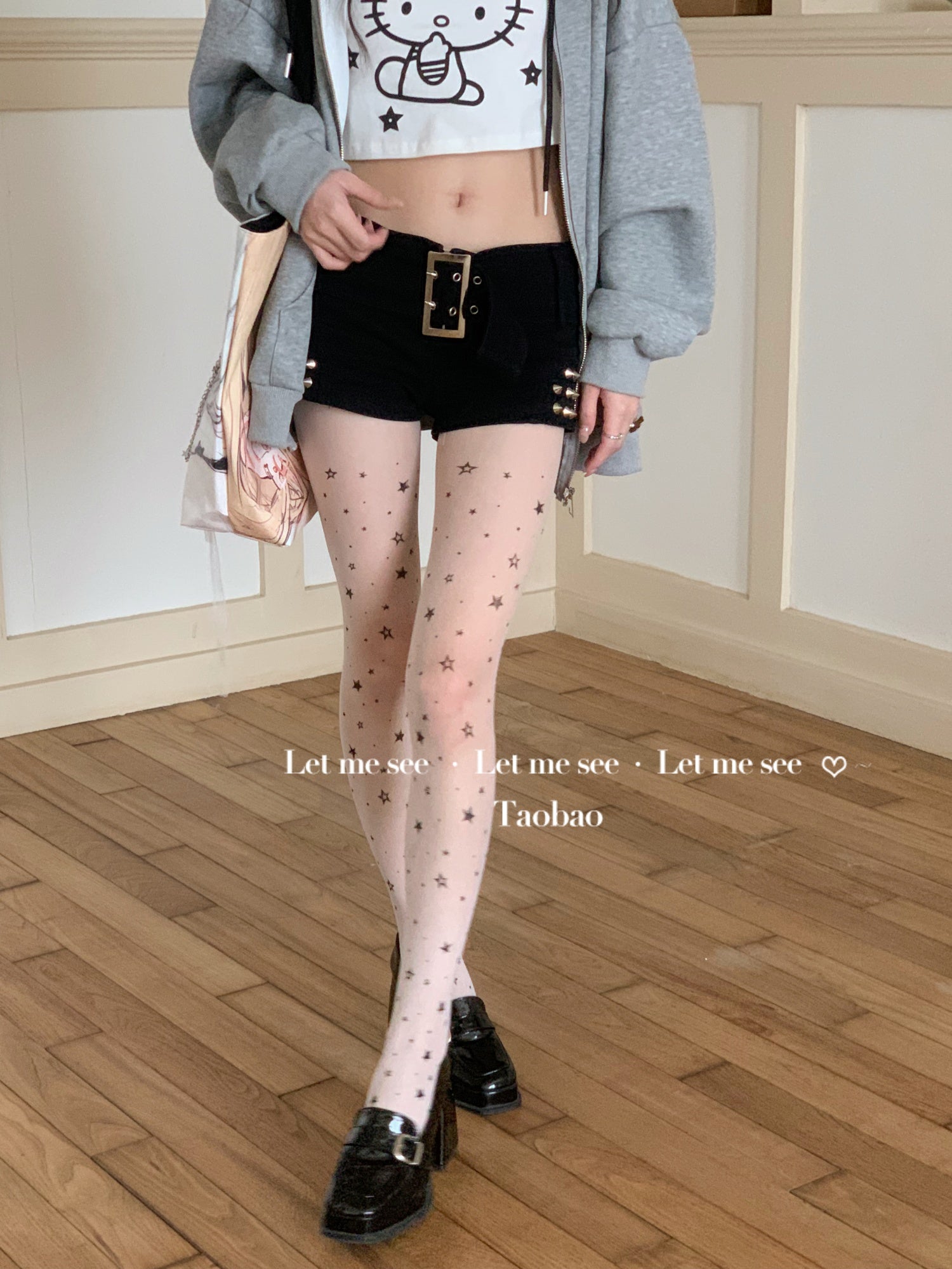 LET ME SEE - Kawaii Star Print Tights tights let me see