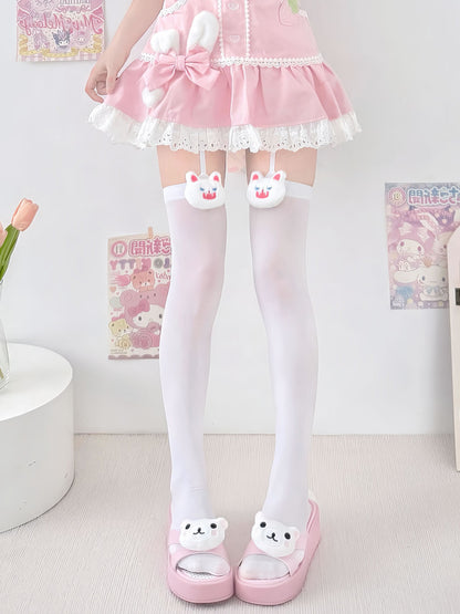 2 Bears - Kawaii Over Knee Socks Velvet Lolita Sweetheart Long Stockings tights 2 bears