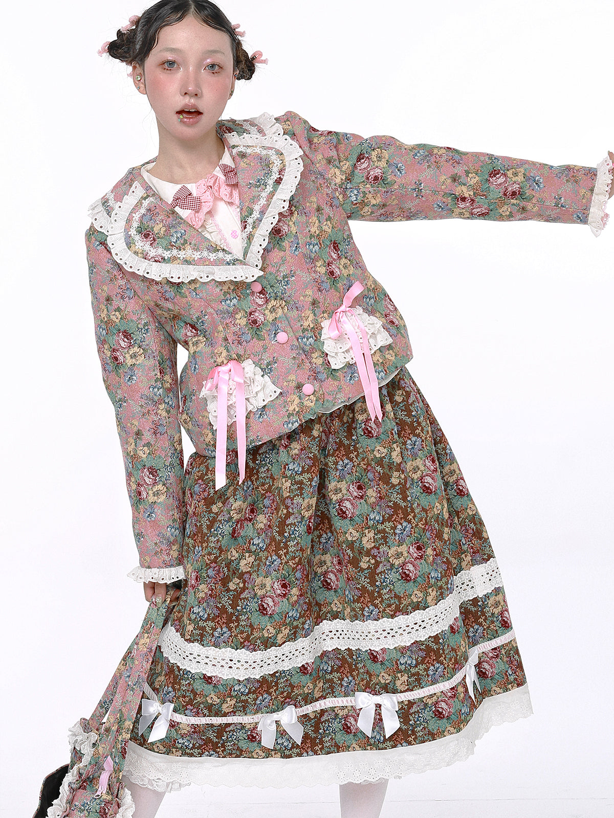 SOS MEME CLUB - Showa Retro Sweet Vintage Skirt Set skirt SOS MEME CLUB