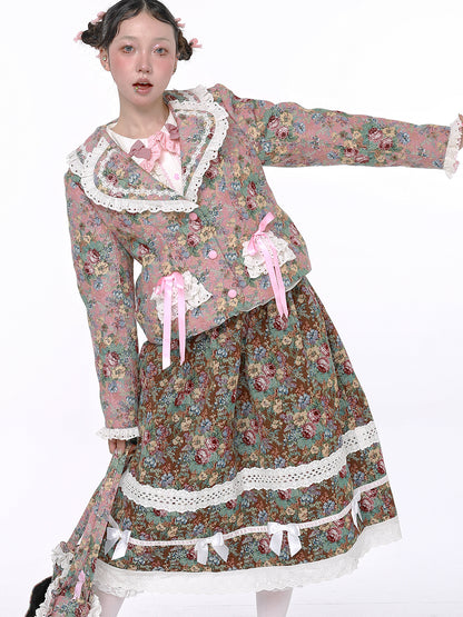 SOS MEME CLUB - Showa Retro Sweet Vintage Skirt Set skirt SOS MEME CLUB
