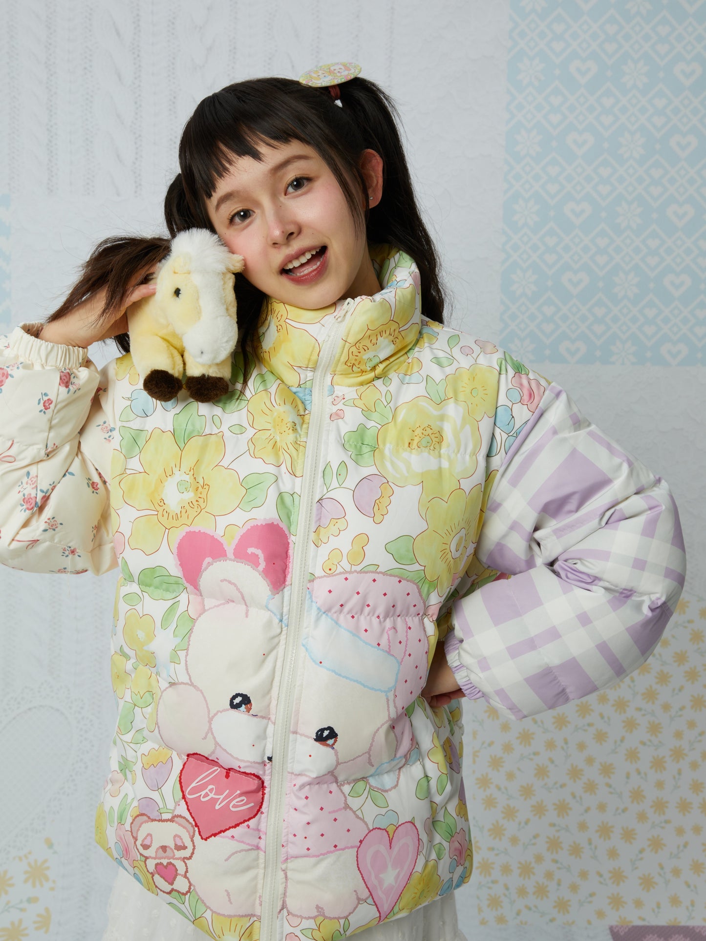 KaiXin hostel - Cute Bear Print Puffer Jacket coat KaiXin hostel
