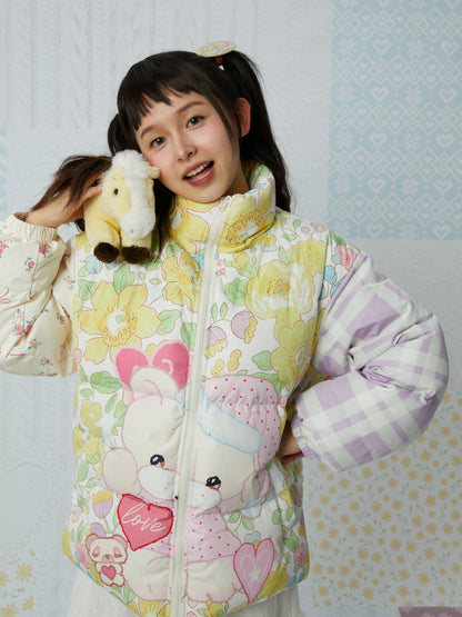 KaiXin hostel - Cute Bear Print Puffer Jacket coat KaiXin hostel