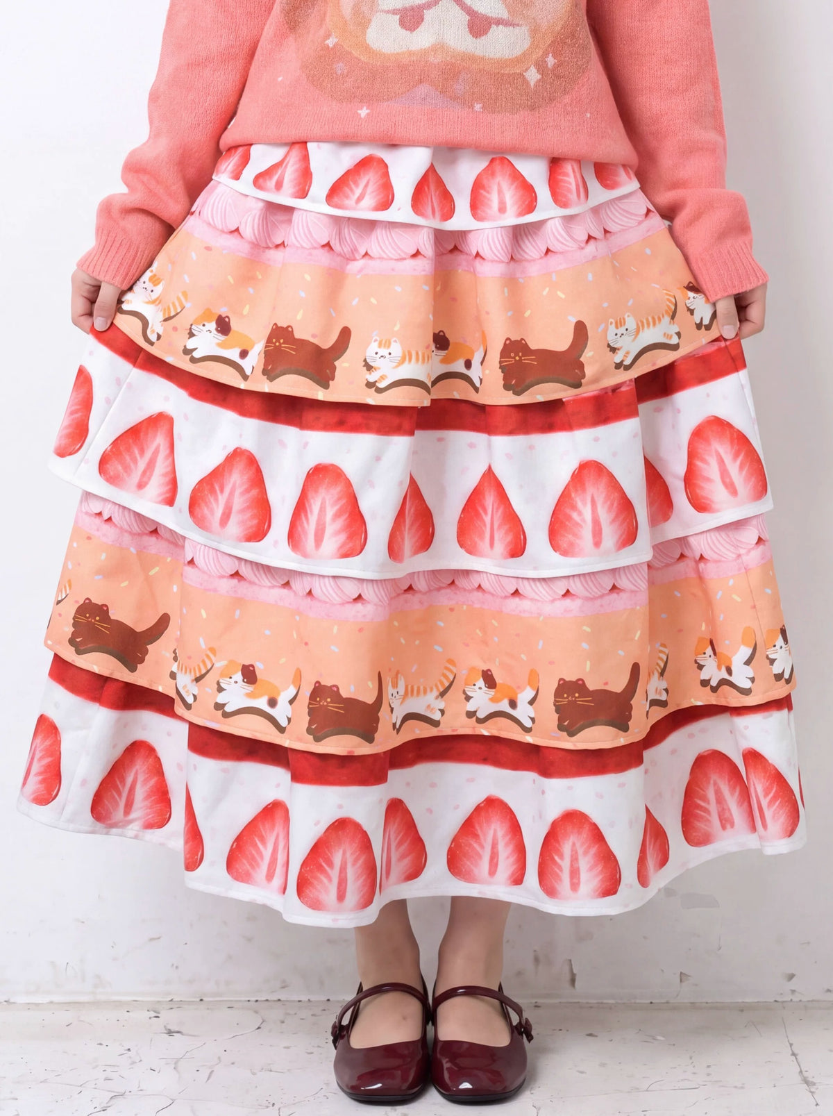 MeowMeow Bug - Strawberry Mille-Feuille Cat Layered Cake Skirt skirt MeowMeow Bug