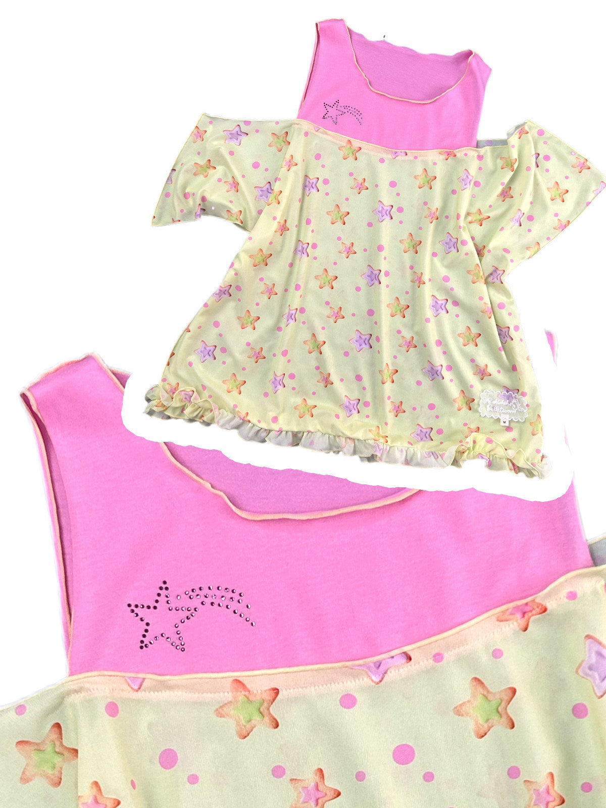 shishihshop - Pink Layered Asym Tee shirt shishihshop