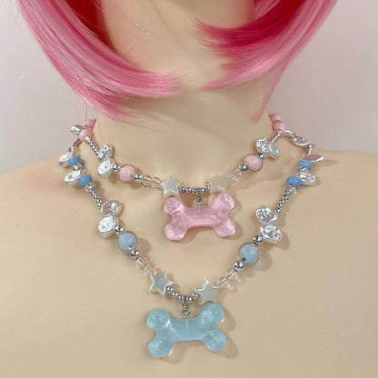Y2K Clear Bone Pendant Necklace necklace none