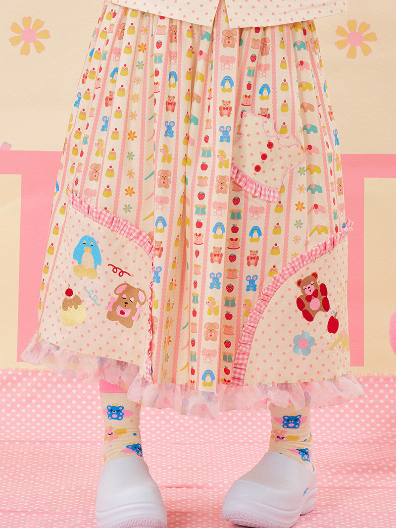 NIKKOU - Animal Embroidered Lace Skirt skirt Nikkou home