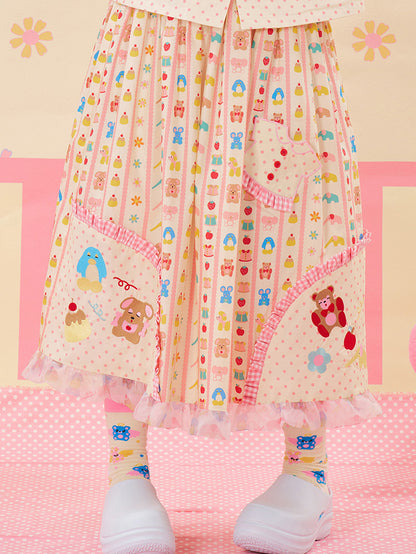 NIKKOU - Animal Embroidered Lace Skirt skirt Nikkou home