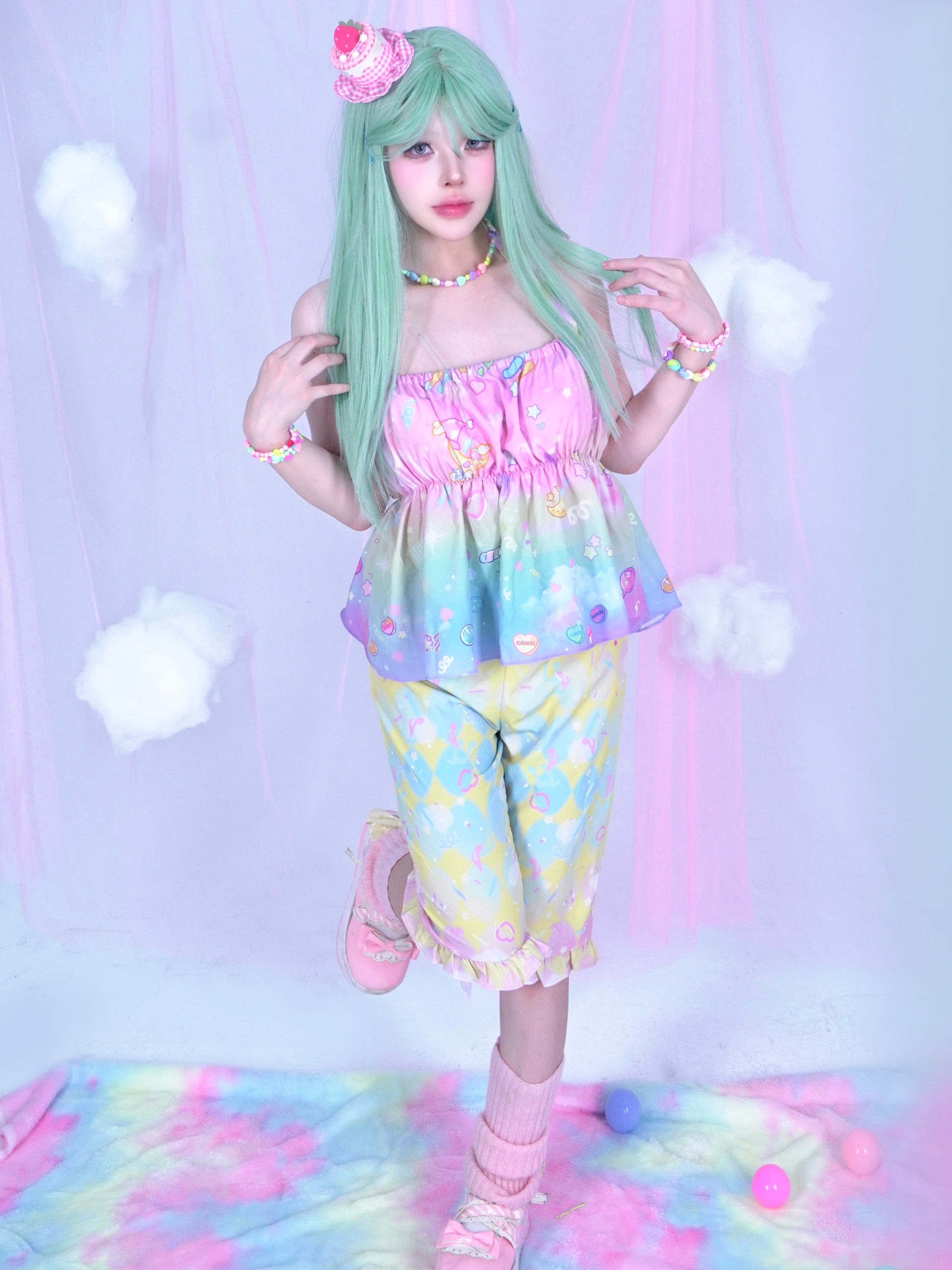 Dream Bubble Summer Coord | Harajuku Macaron Sweetheart Set camisole Dream Bubble