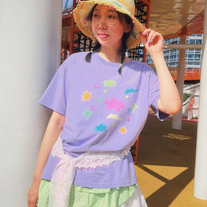 uodycoco – Retro Graphic Button T-Shirt shirt uodycoco