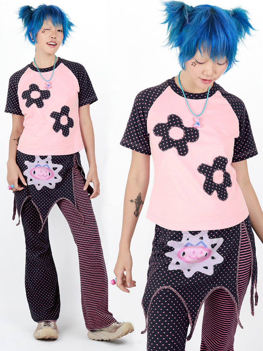 Nihonkids - 90s Floral Polka Dot Raglan Tee tshirt NIHON KIDS
