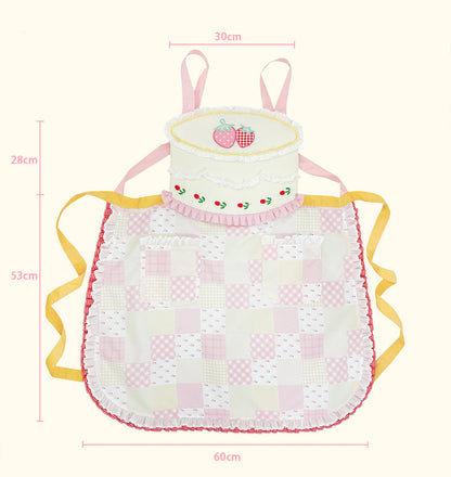 Little Berry - Strawberry Cake Embroidered Apron apron Little Berry