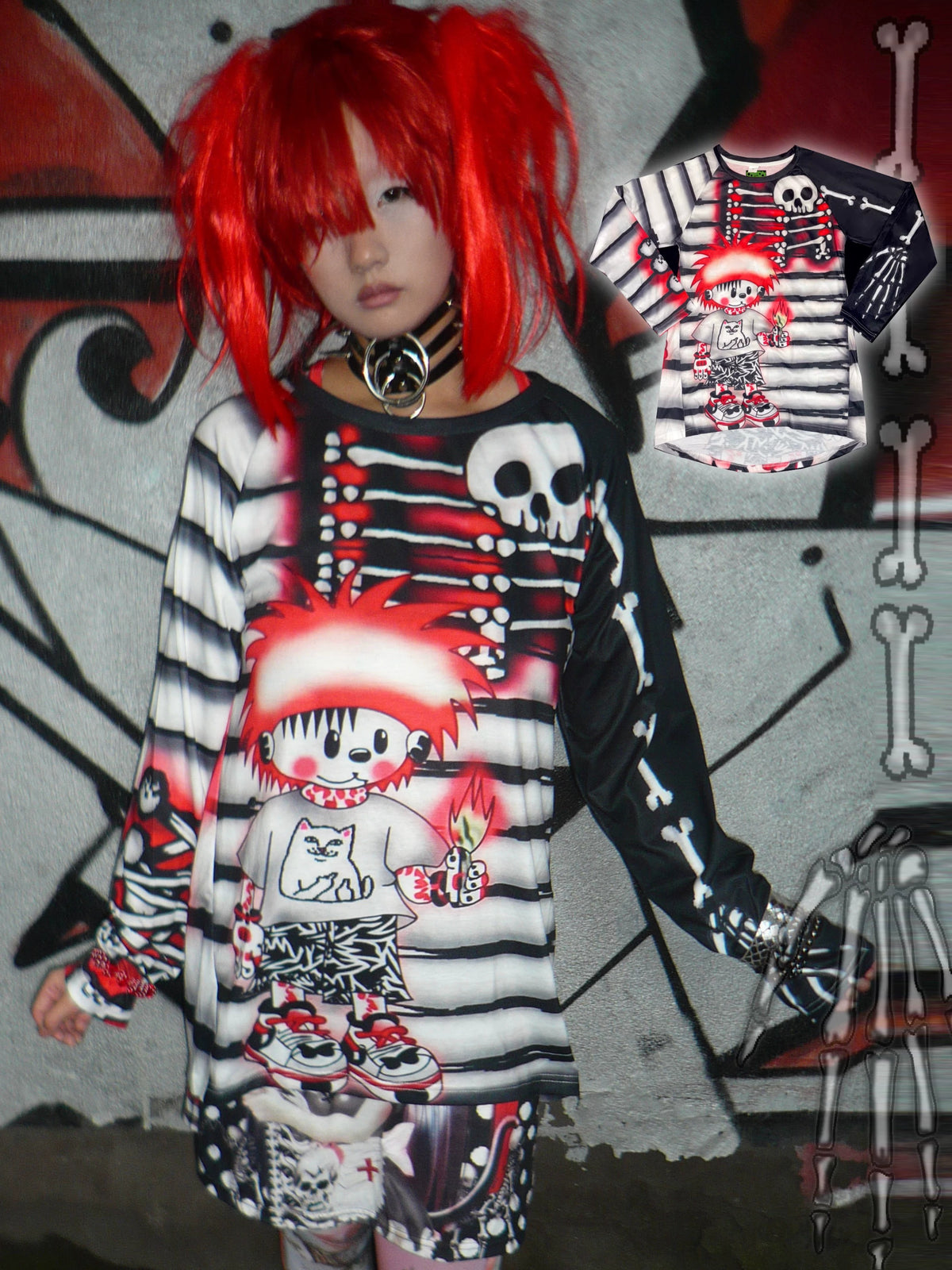 ki00bi00 - Faux Napoleon Bone Punk Long-Sleeve Tee