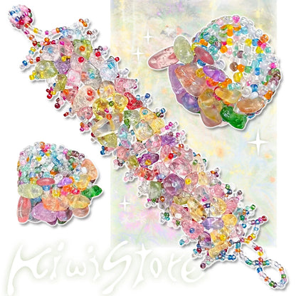 Kiwi Store - Colorful Chip Stone Bracelet & Ring Set accessory kiwi store