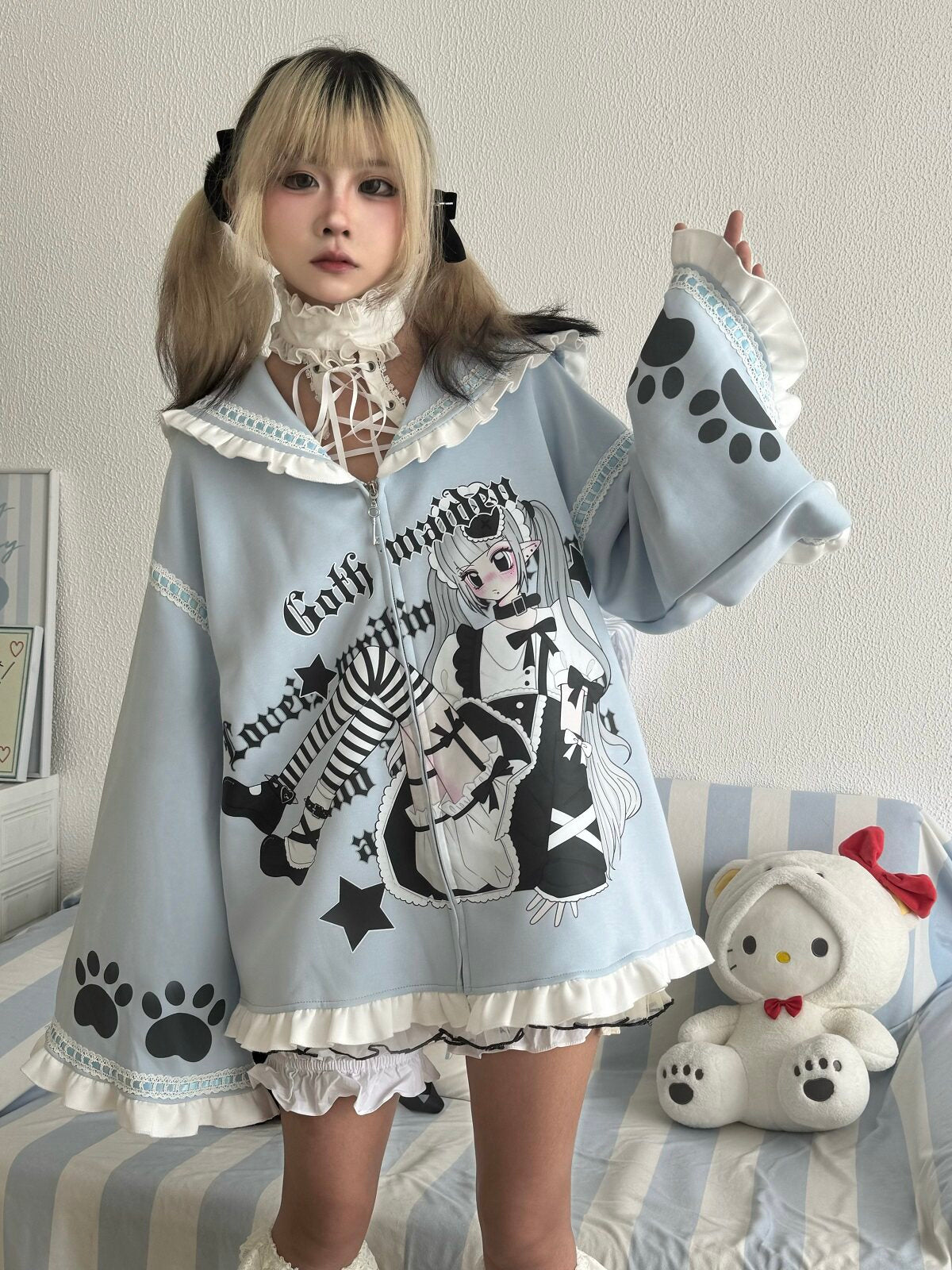 Three Poisons - Anime Sailor Collar Cardigan Top cardigan Three Poisons Blue M