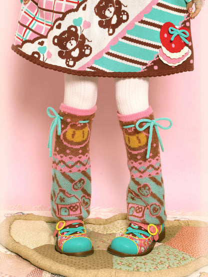 LutraJump - Kawaii Bow Knit Legwarmers with Wool leg warmmers Lutra Jump