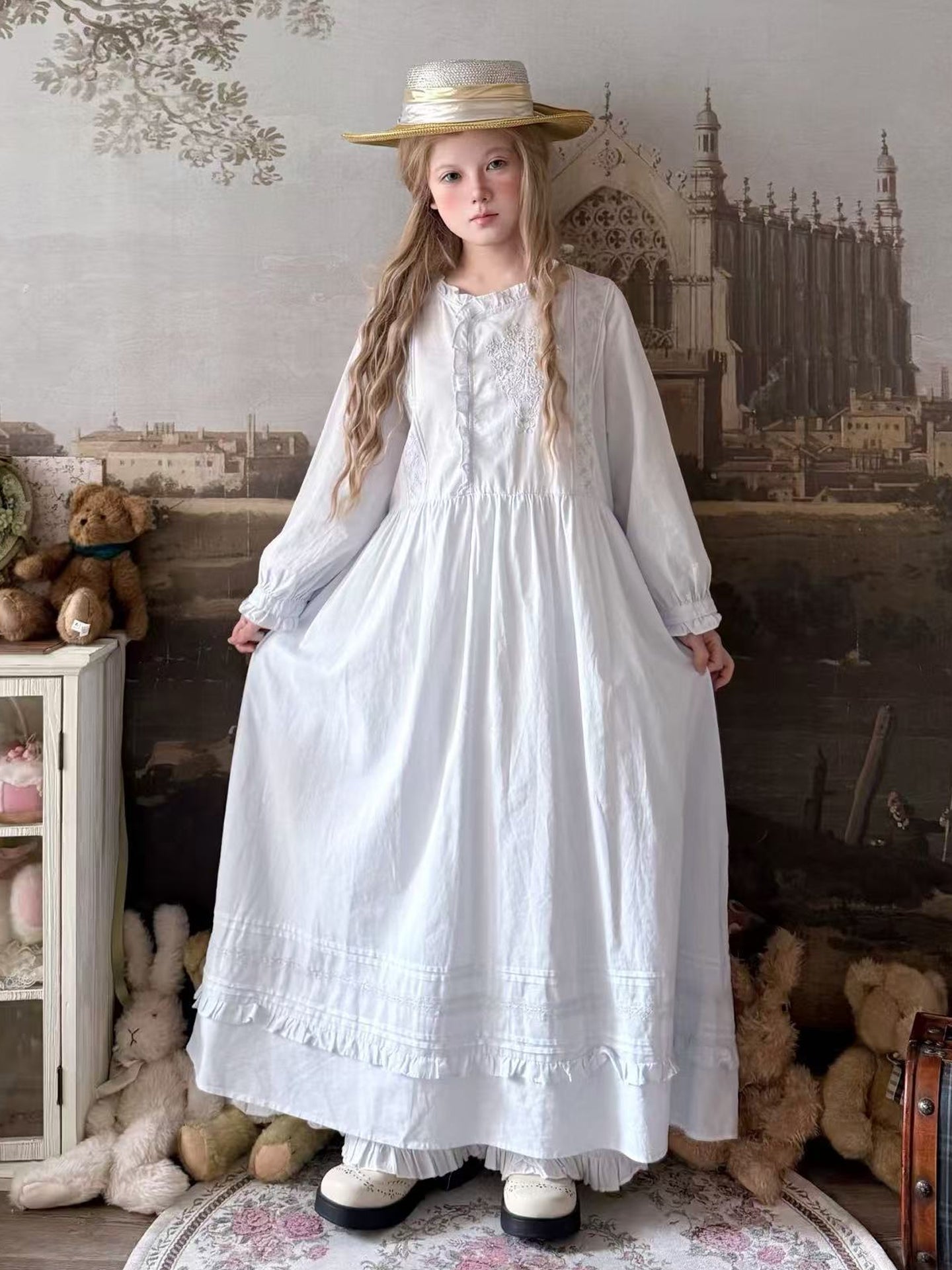Labeau - Kawaii Retro Hanfu Style Long Sleeve Dress