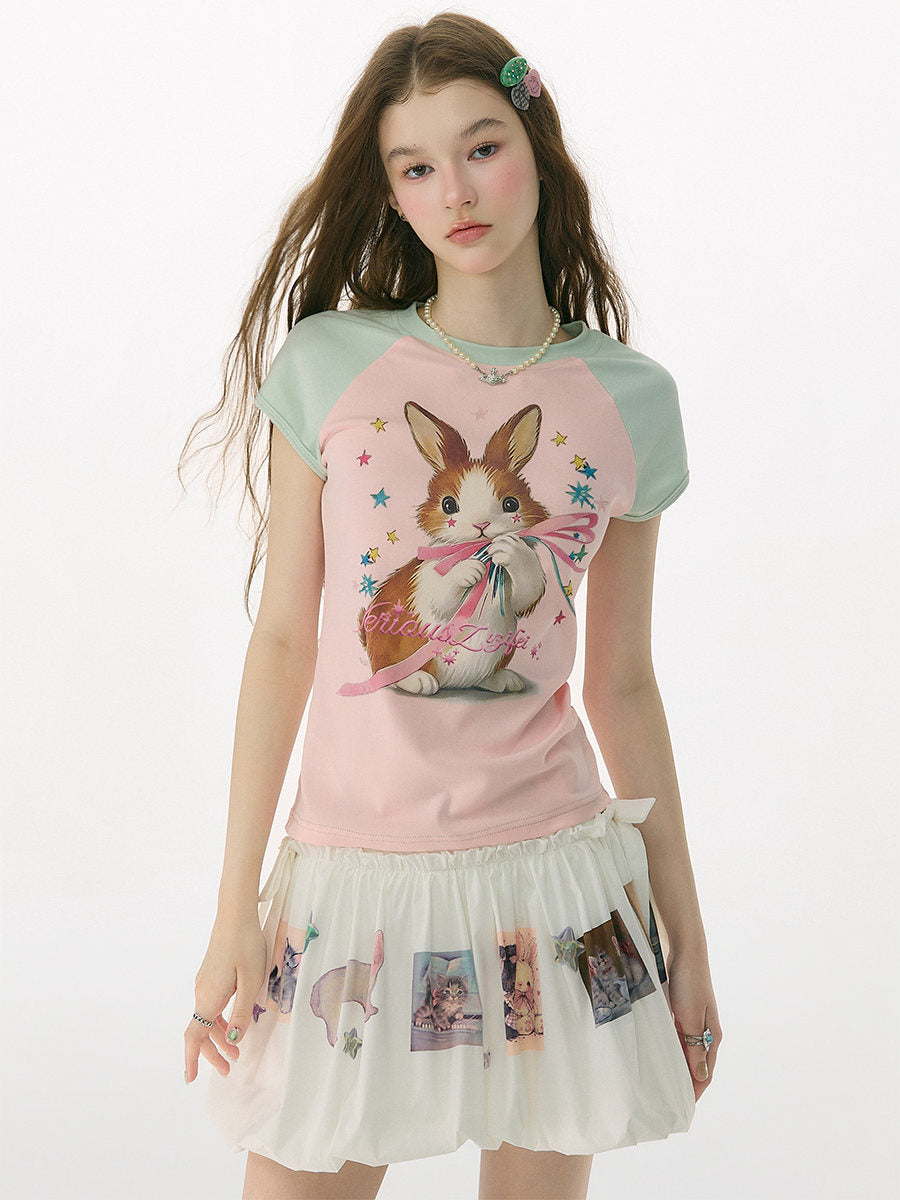 ziziFei - Rabbit Island Y2K Contrast Raglan Tee tshirt ziziFei