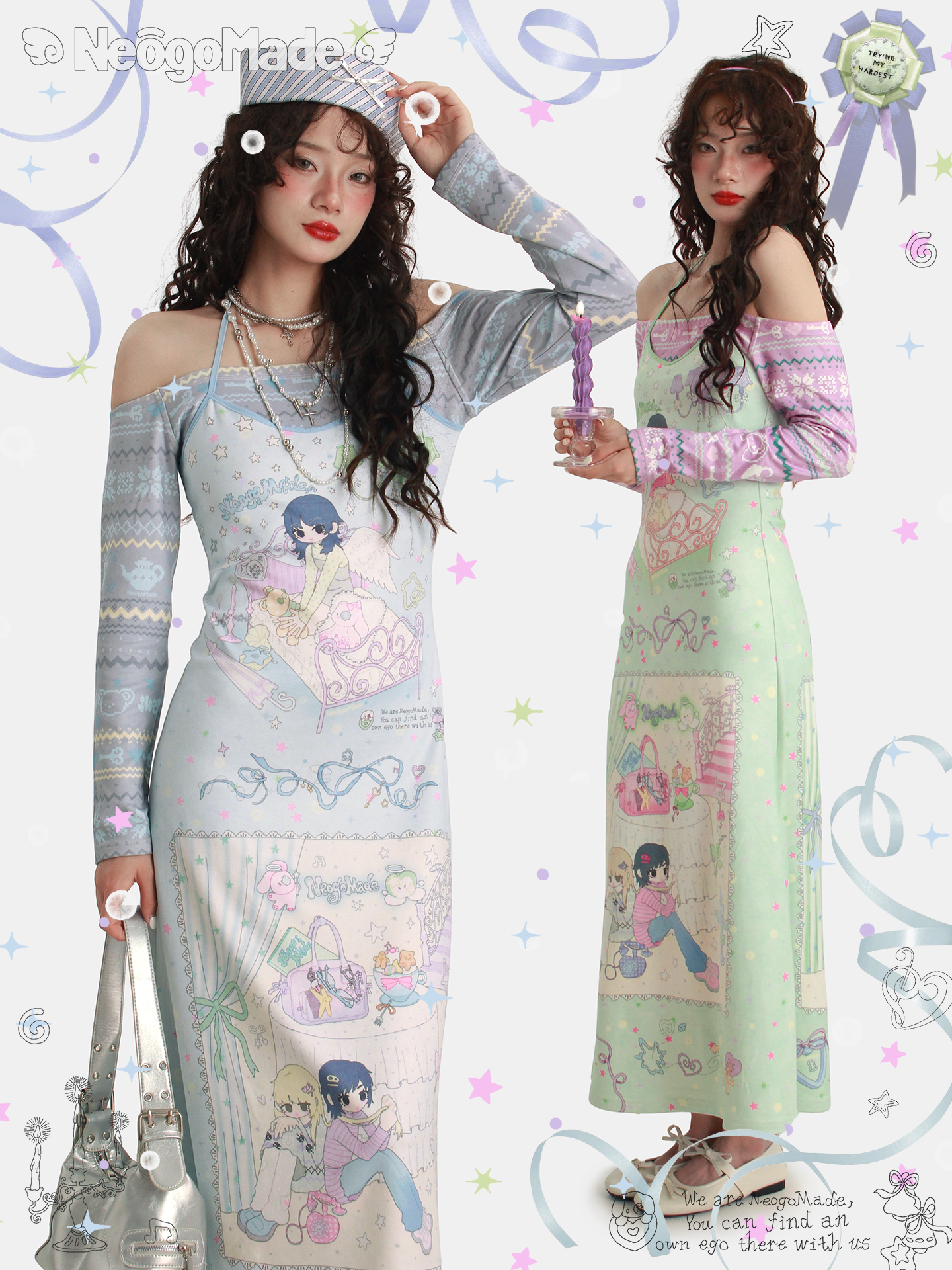 NeogoMade – Kawaii Off-Shoulder Layered Dress dress NeogoMade