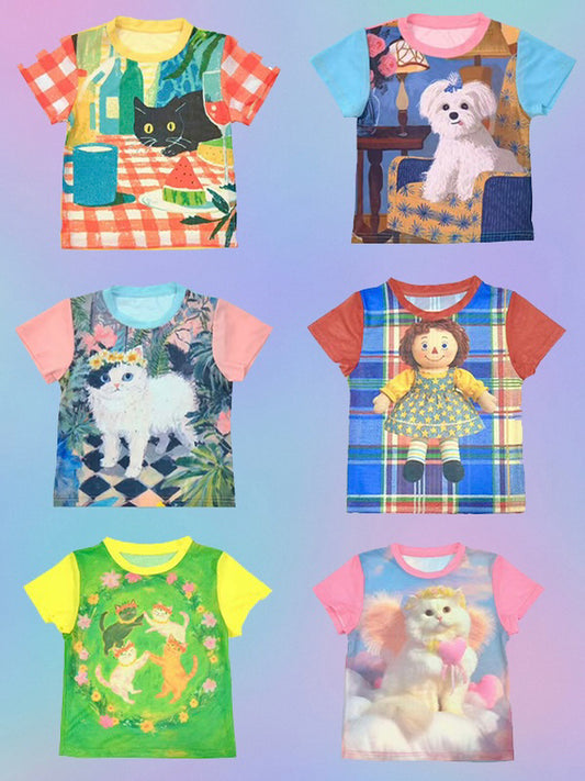 MeowMeow Bug - Decora Kei Cute Cartoon Mesh Top tshirt MeowMeow Bug