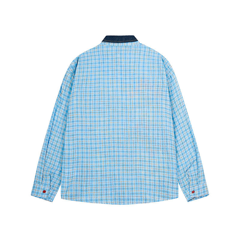 BIBULU - Blue Plaid Embroidered Shirt shirt BIBULU