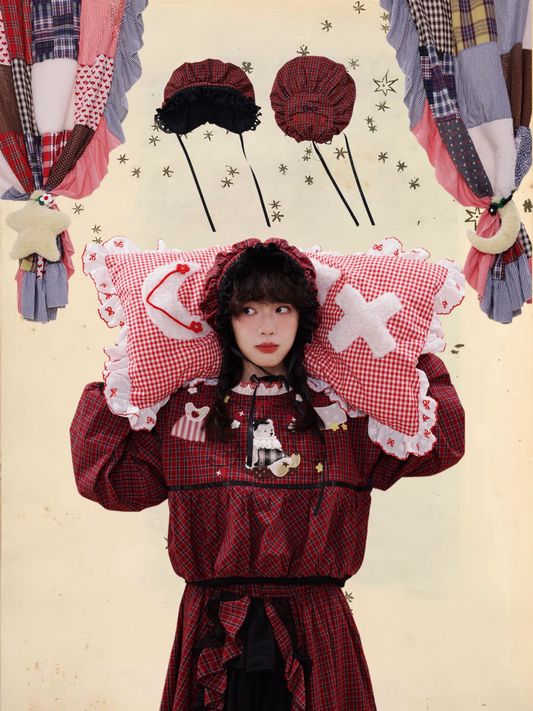 SemenCoicis - Vintage Doll Plaid BB Cap hat SemenCoicis