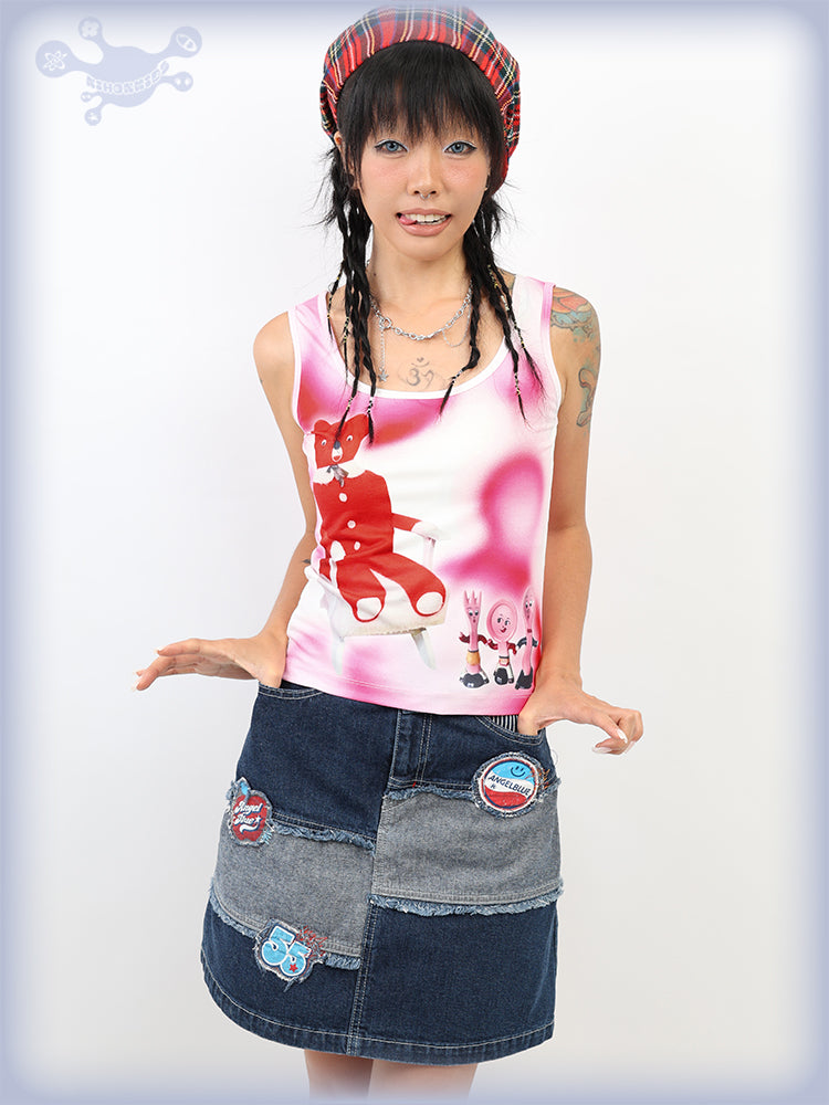 NIHON KIDS - Kidcore Bear Fantasy Printed Vest Top tank top NIHON KIDS