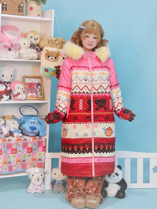 Lulululu - Fair Isle Bear Puffer Coat coat LULULULU