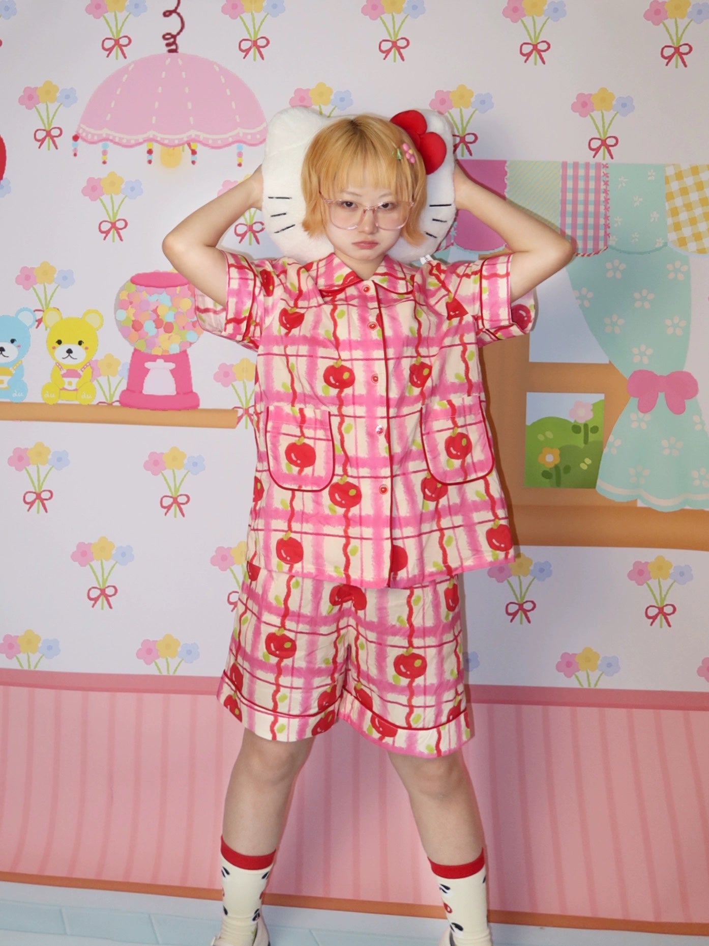 LULULULU - Handmade Apple Button Cotton Pajama Set pajama LULULULU