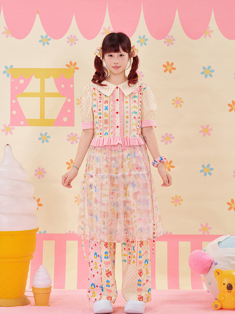 NIKKOU - Lace Organza Puff Dress dress Nikkou home