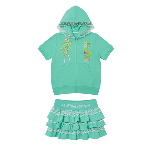 BlackBerry - Mint Green Y2K Two-Piece Skirt Set set BlackBerry M