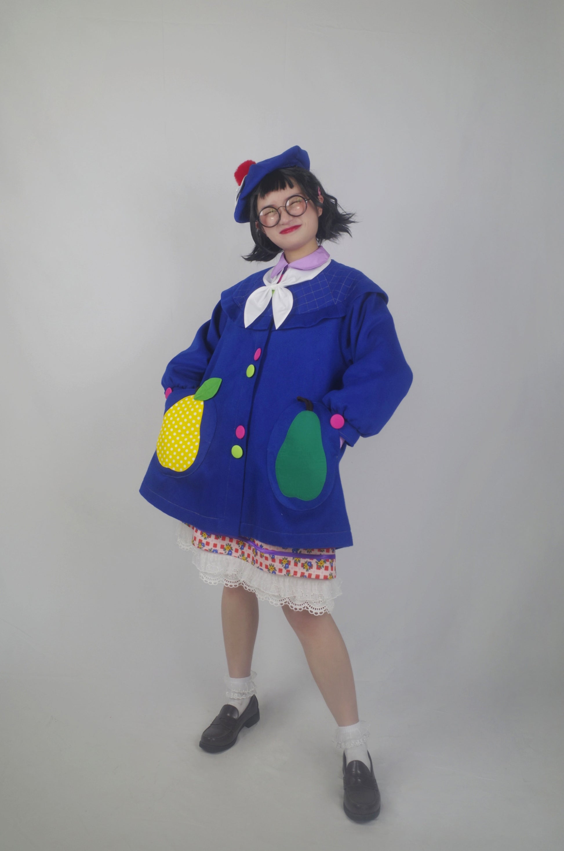 GOODBABY - Fruit Patchwork Color Block Wool Coat coat goodbaby