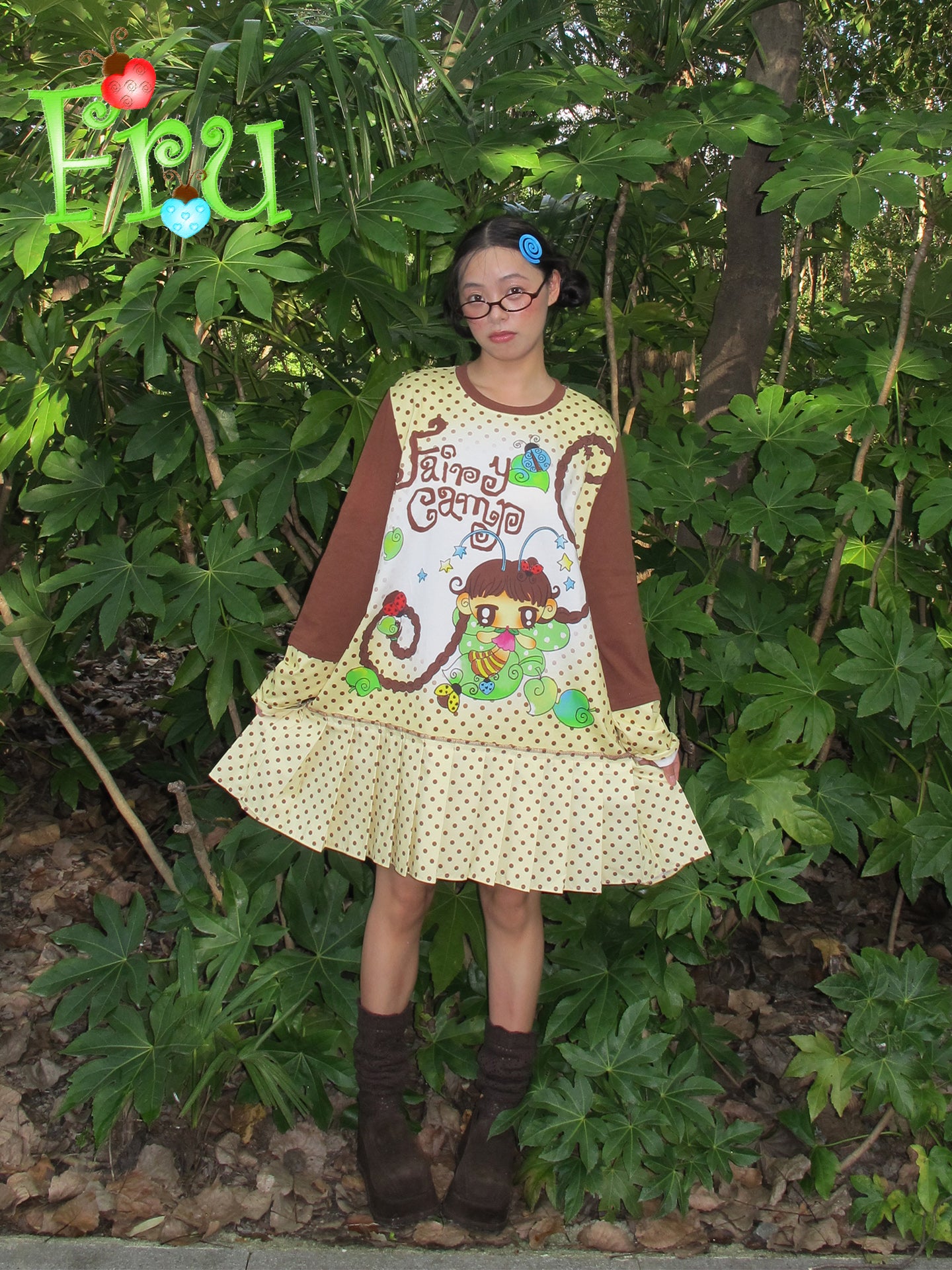 FruFru - Y2K Pleated Dress Printed Casual dress frufru