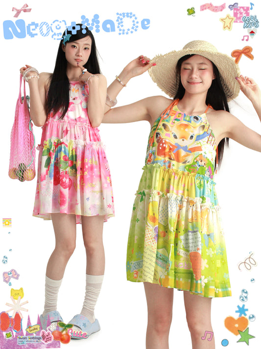 NeogoMade Halter Mini Dress | Sweet Holiday Style Dress | Ruffles and Bows Dress dress NeogoMade