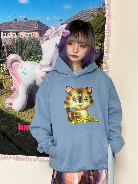 bunnybunnygun - Showa Blue Fleece Sweatshirt Oversized Vintage hoodie bunnybunnygun