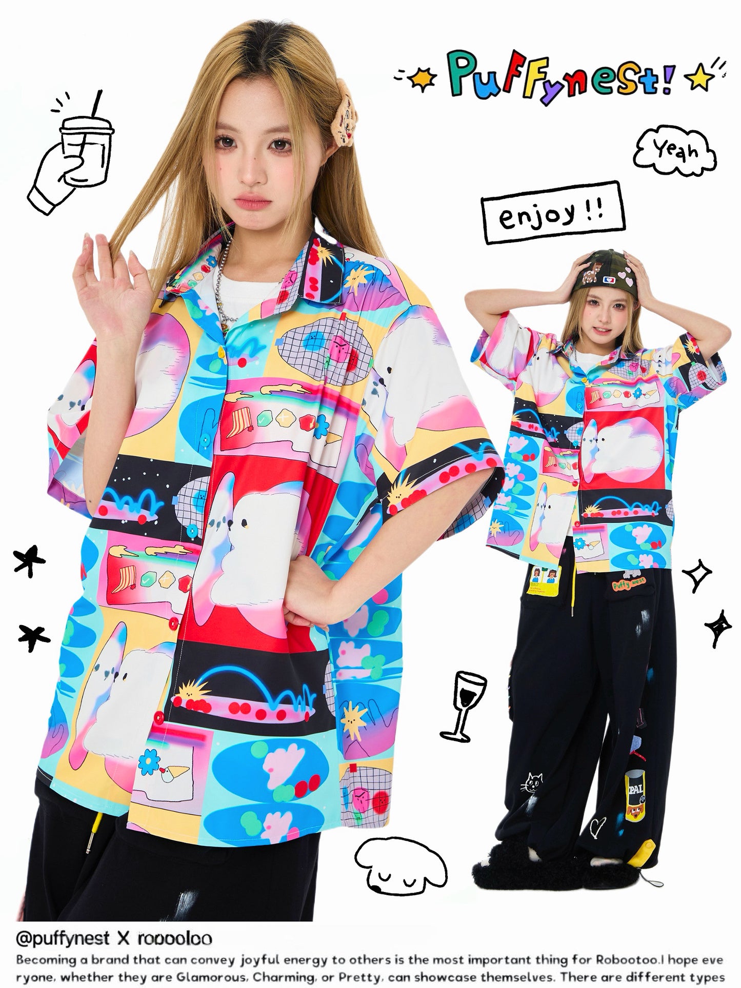 Robootoo - Fantasy Print Oversized Short Sleeve Shirt shirt Robootoo