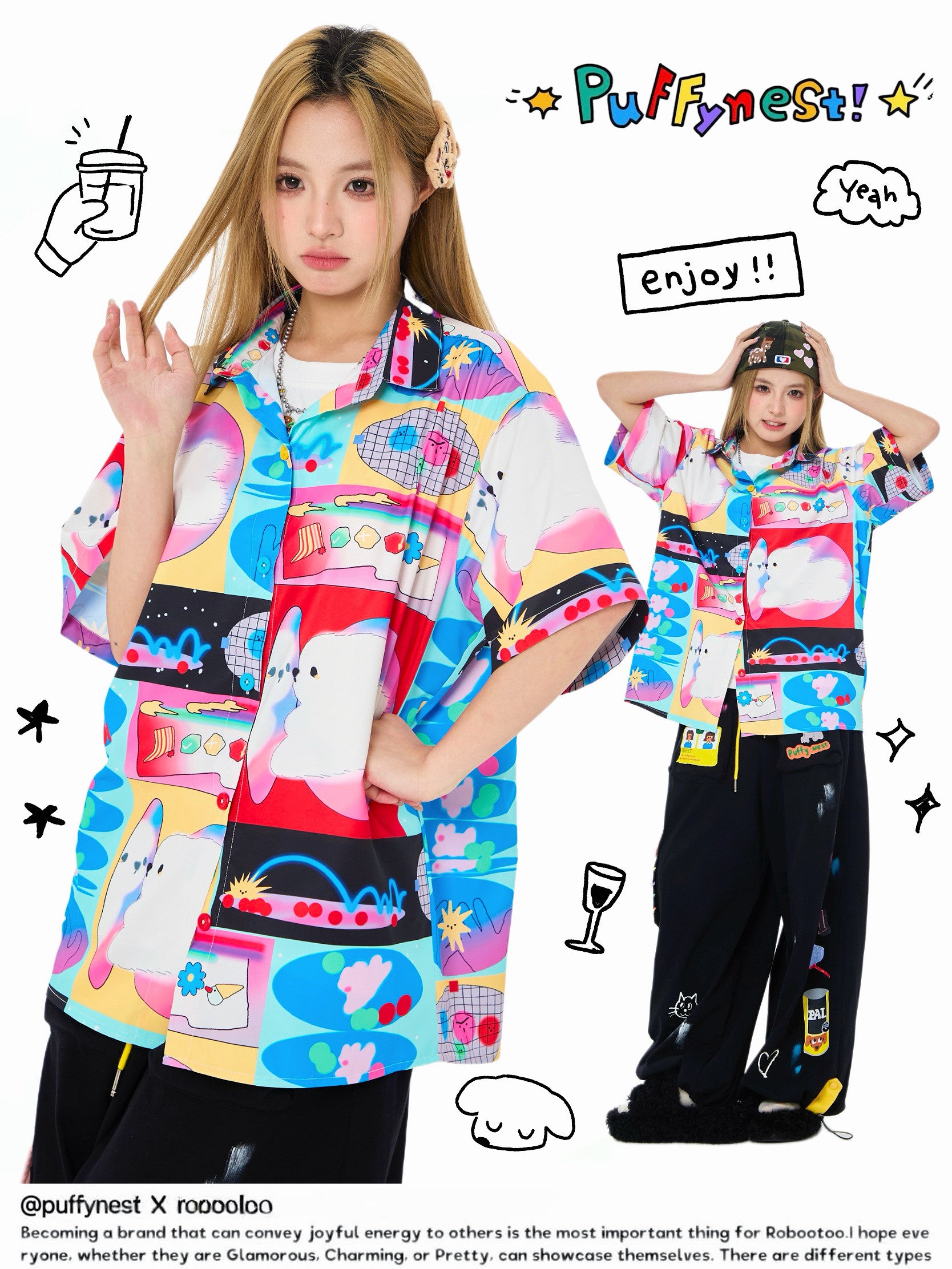 Robootoo - Fantasy Print Oversized Short Sleeve Shirt shirt Robootoo
