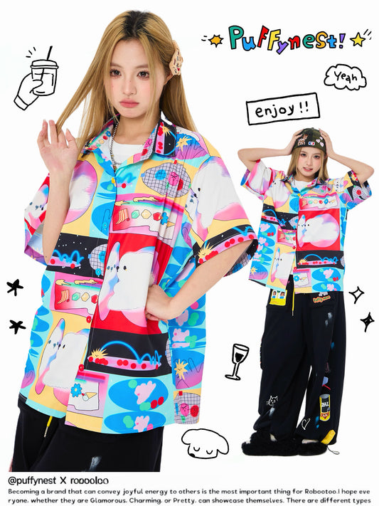 Robootoo - Fantasy Print Oversized Short Sleeve Shirt shirt Robootoo