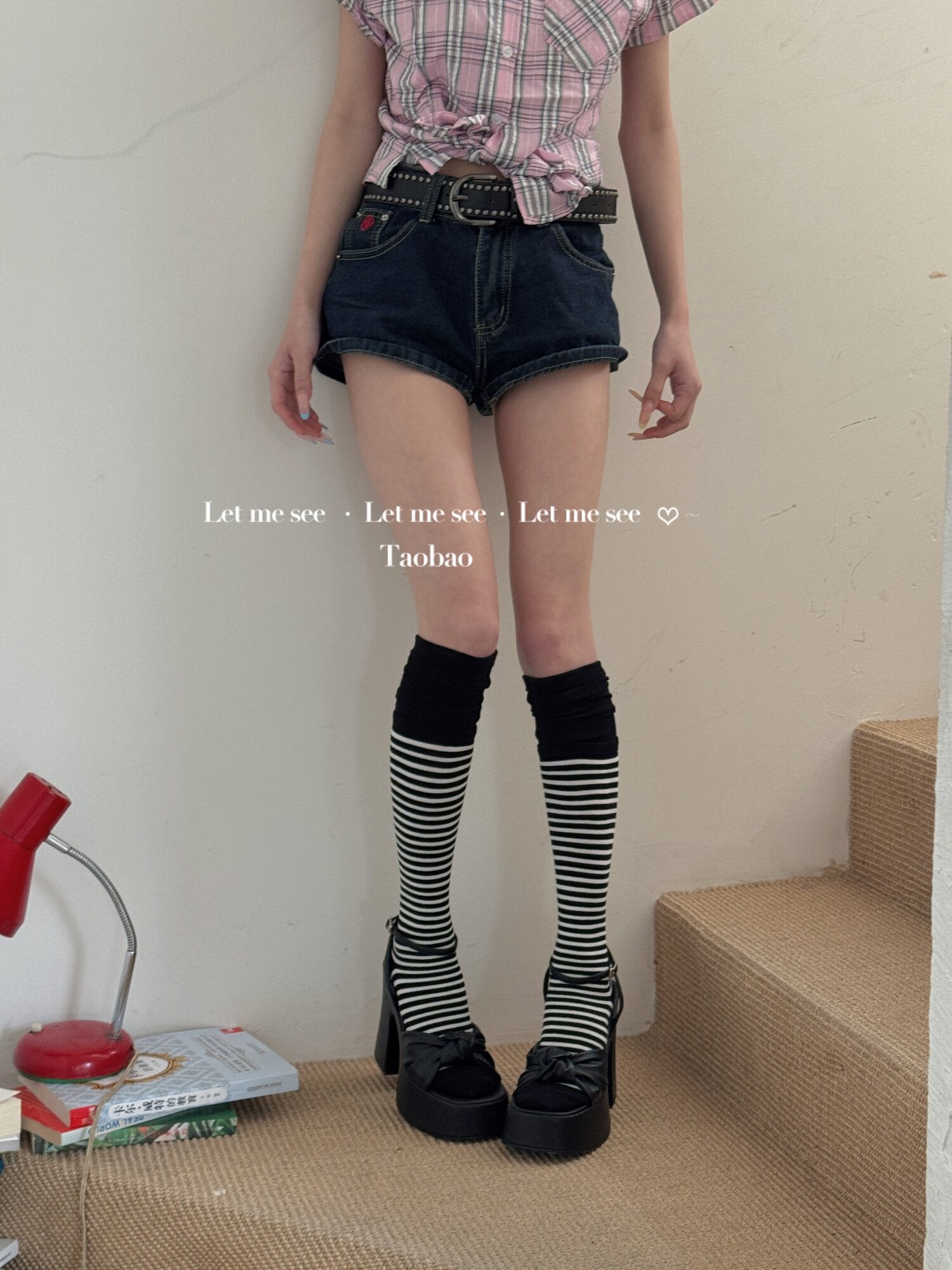 LET ME SEE - Striped Contrast Slouch Socks socks let me see