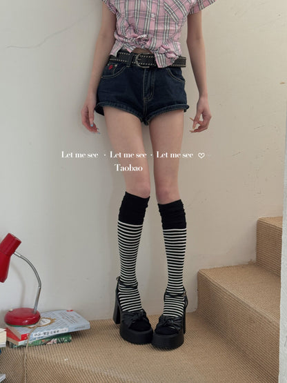 LET ME SEE - Striped Contrast Slouch Socks socks let me see
